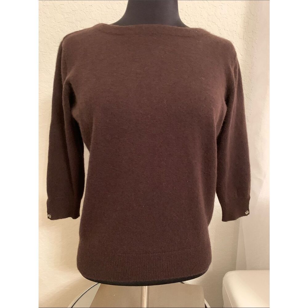 Magaschoni Cashmere Women's Brown 3/4 Sleeve Sweater Size S/M